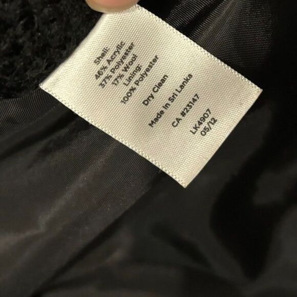 Talbots size XL Wool Blend Tweed Black Oversized Cape Cropped Coat - Picture 5 of 8